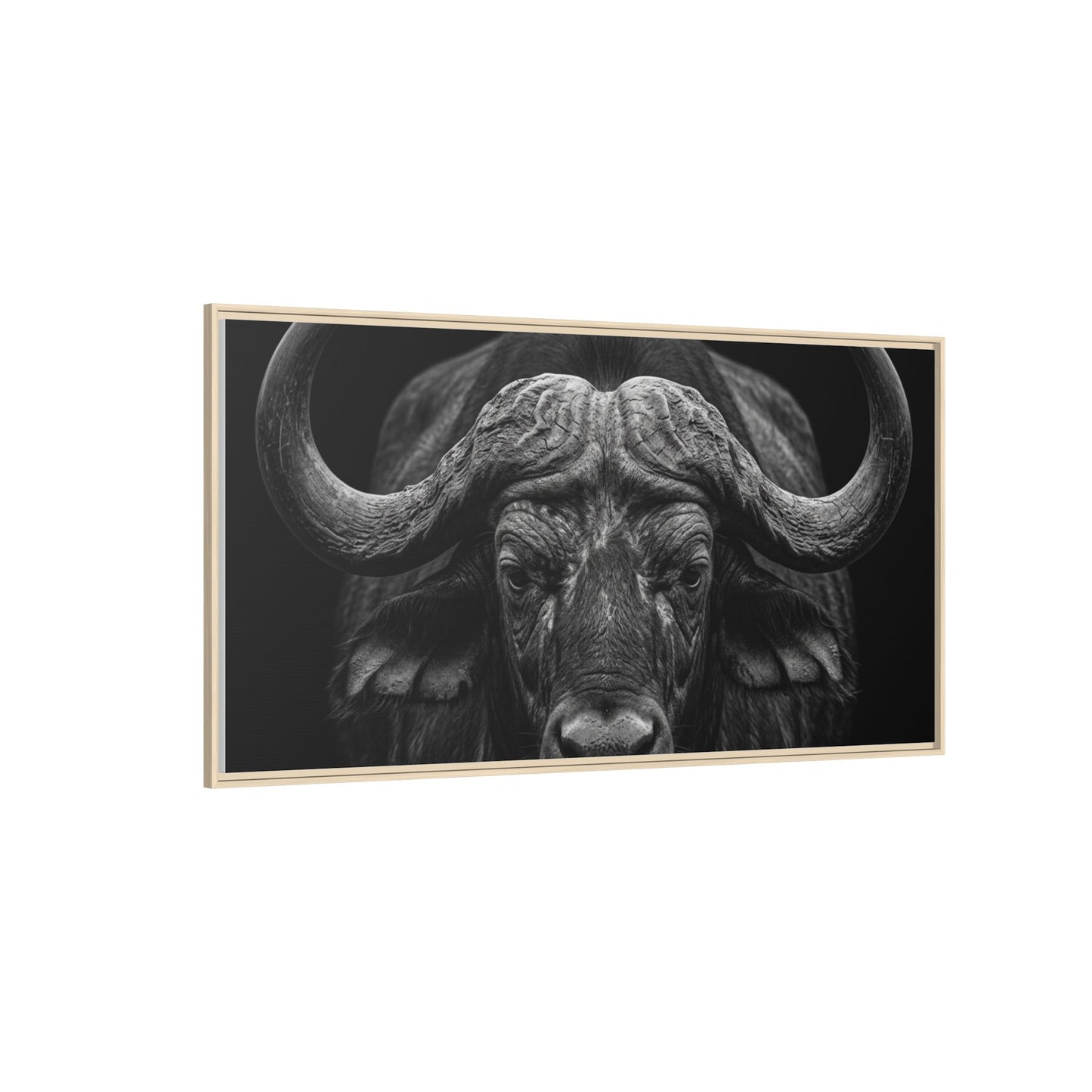 Framed Canvas Print — Cape Buffalo In Black