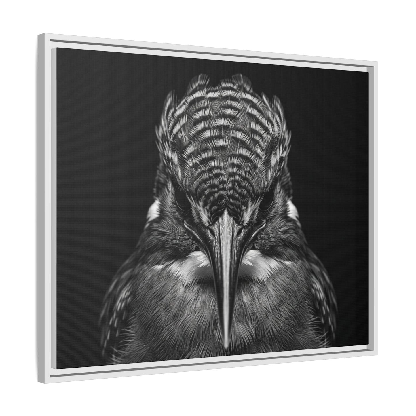 Framed Canvas Print — Malachite Kingfisher In Black
