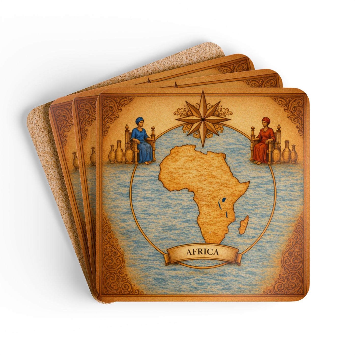 Coaster Set — Cartography Afrika - Queens