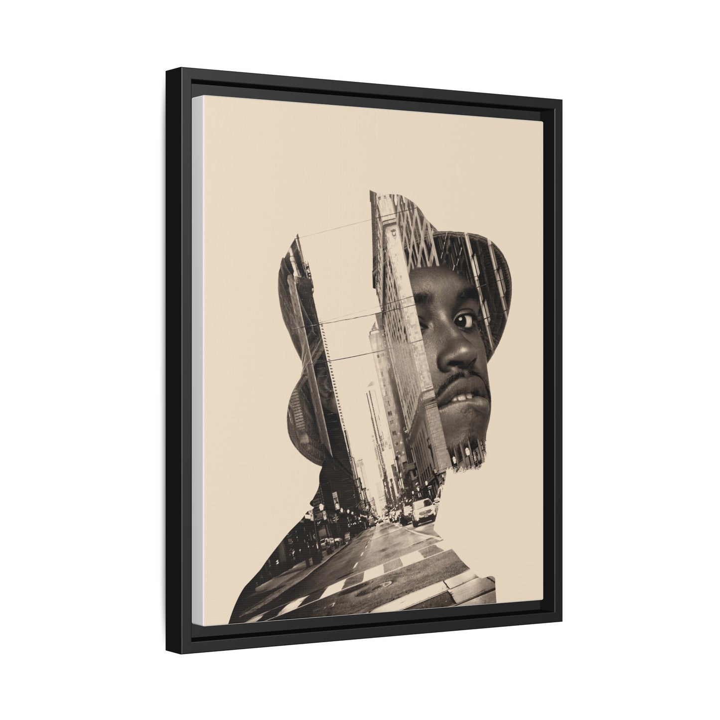 Framed Canvas Print — Young Man With Cap