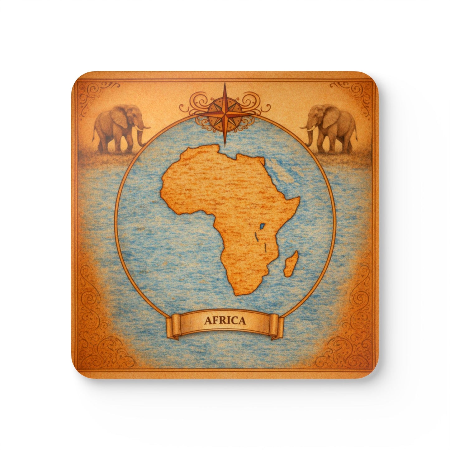 Coaster Set — Cartography Afrika - Elephant