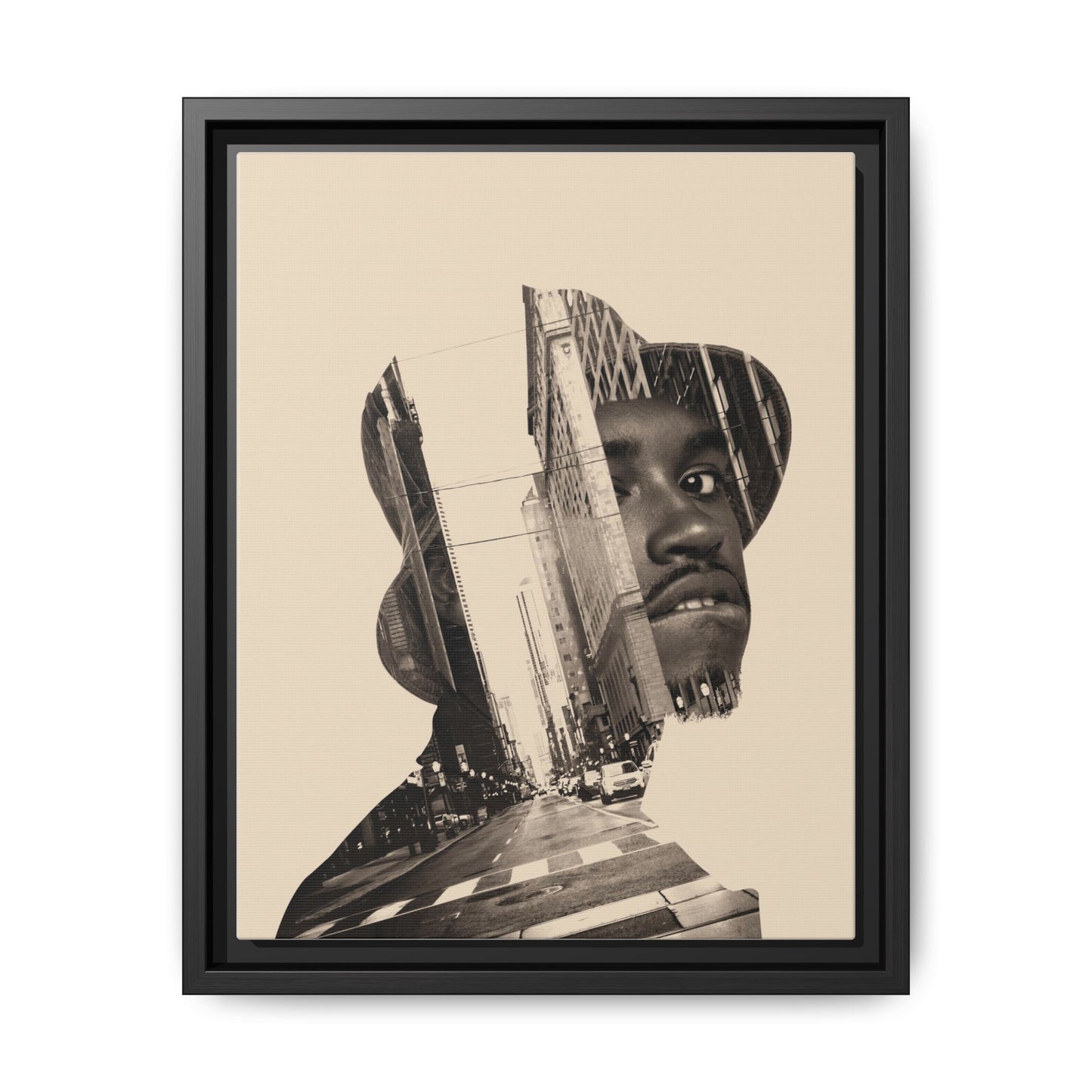 Framed Canvas Print — Young Man With Cap