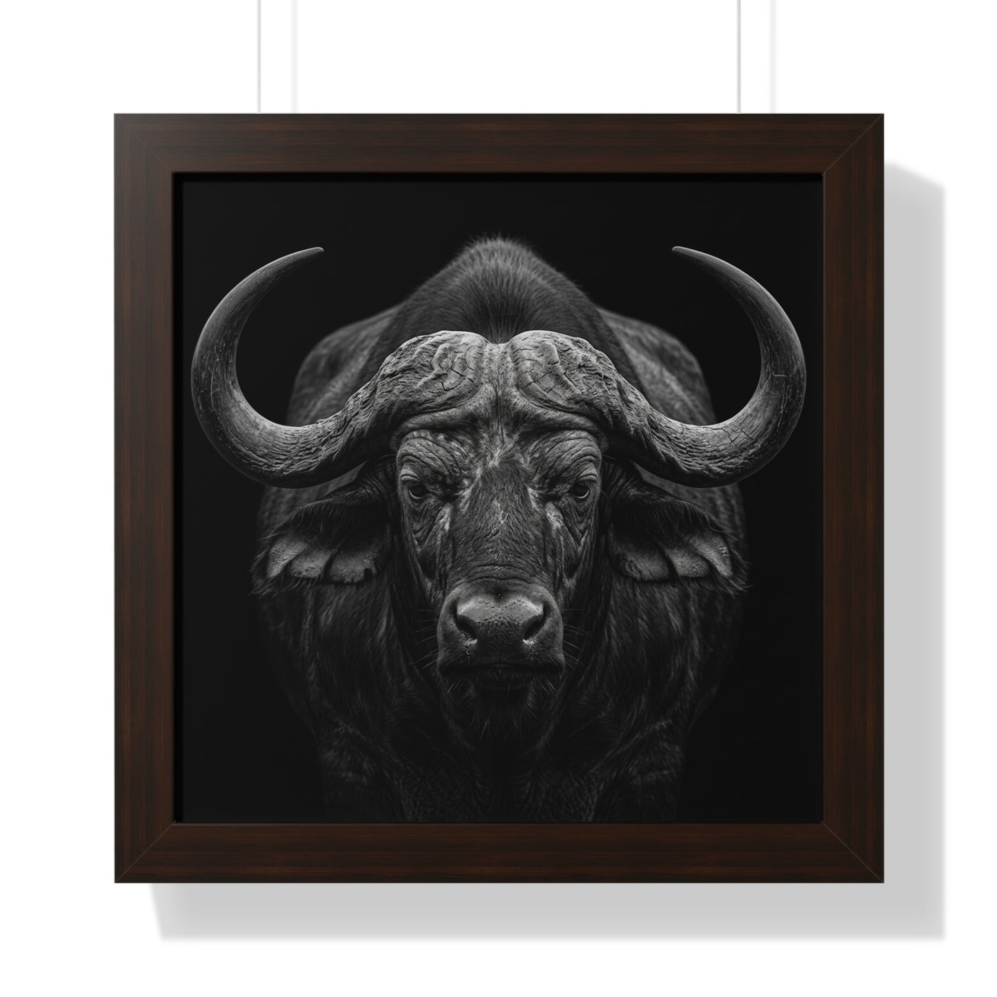 Framed Art Print – Cape Buffalo In Black