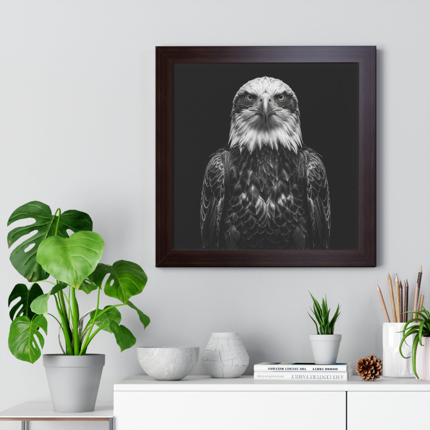 Framed Art Print – Fish Eagle In Black