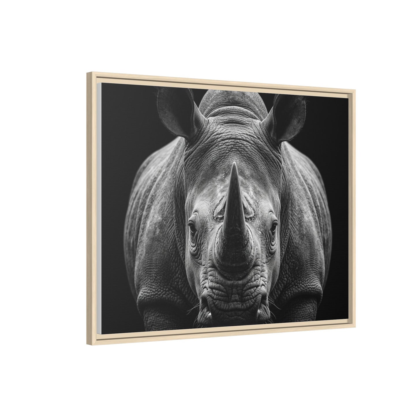 Framed Canvas Print — Rhinoceros In Black