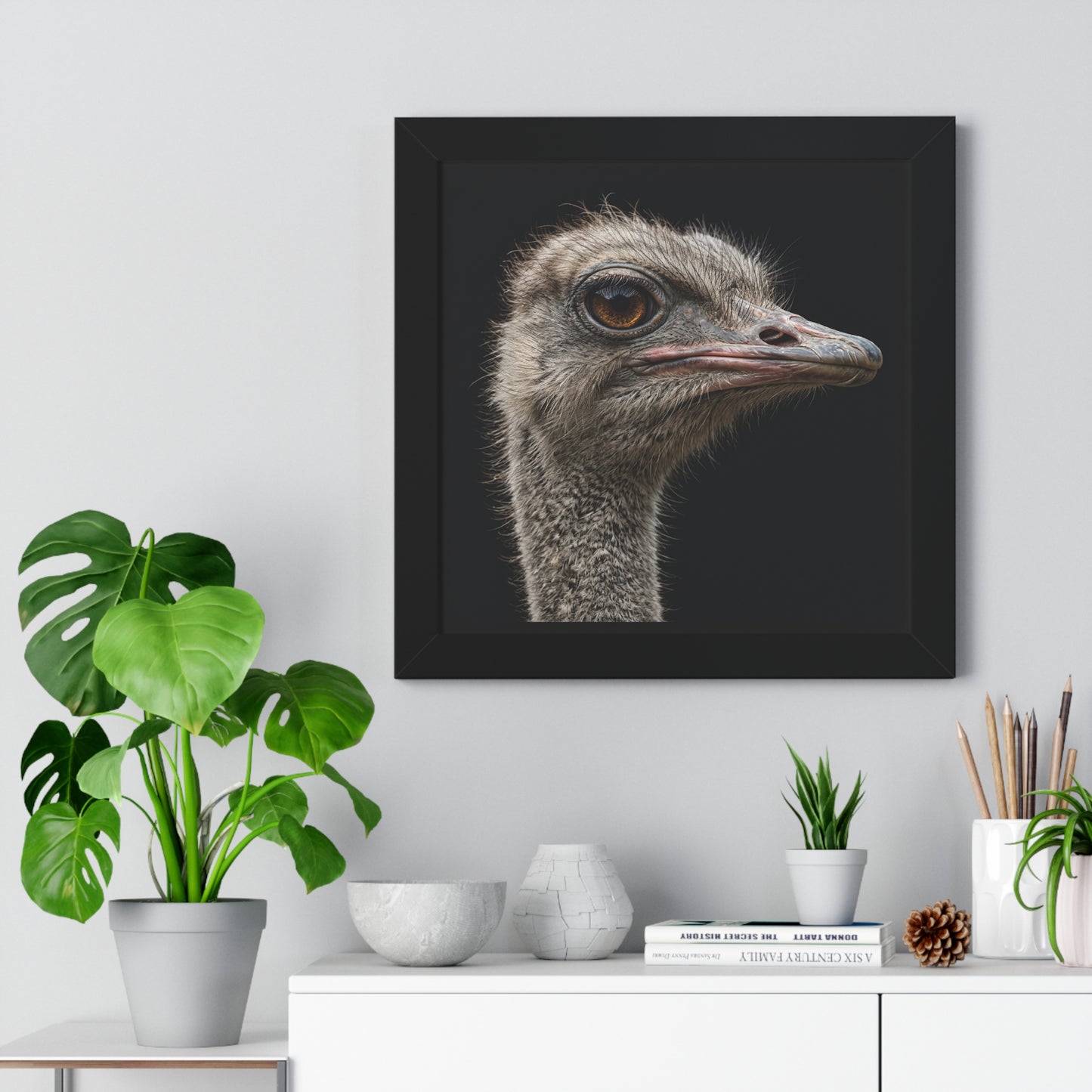 Framed Art Print – Ostrich In Colour