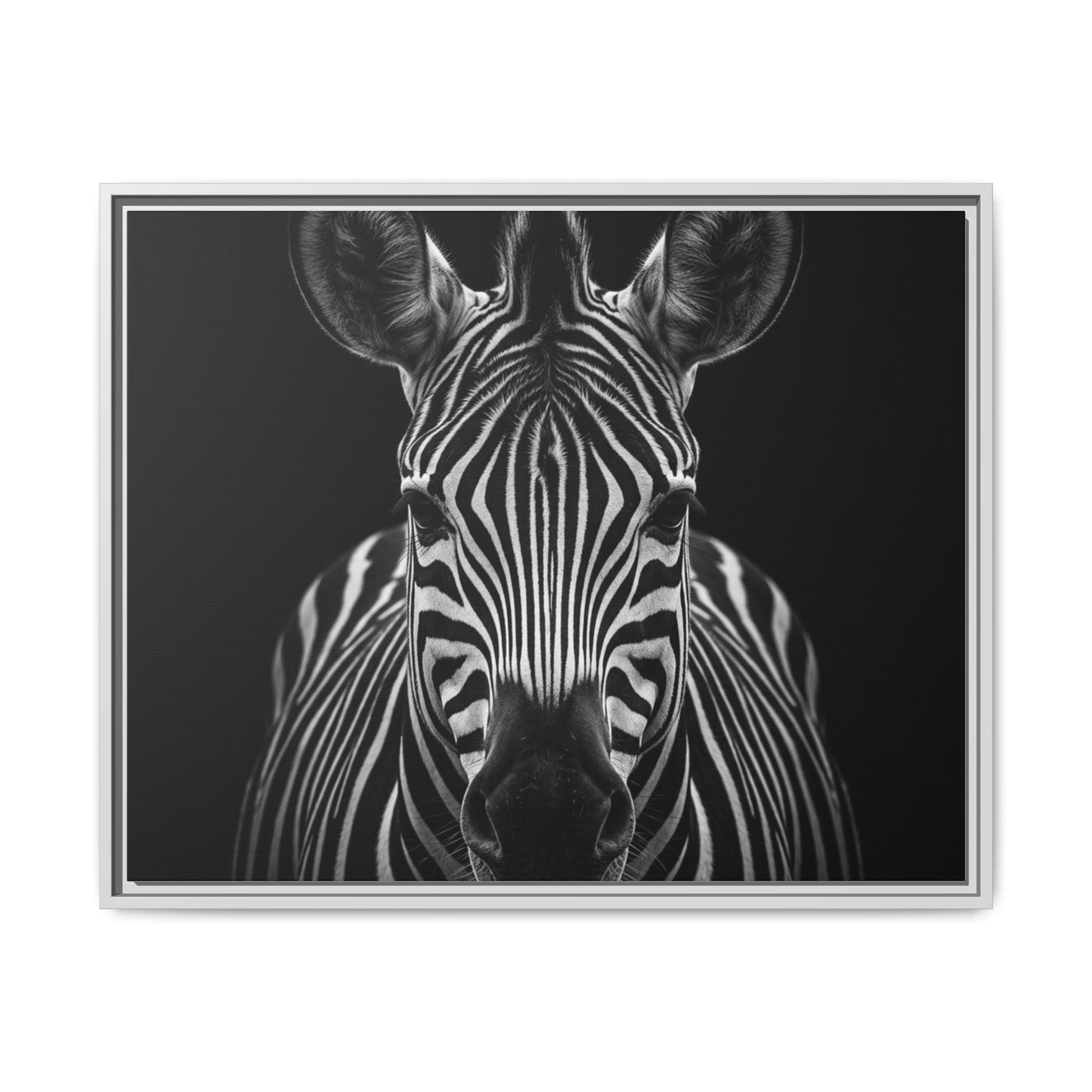 Framed Canvas Print — Zebra In Black