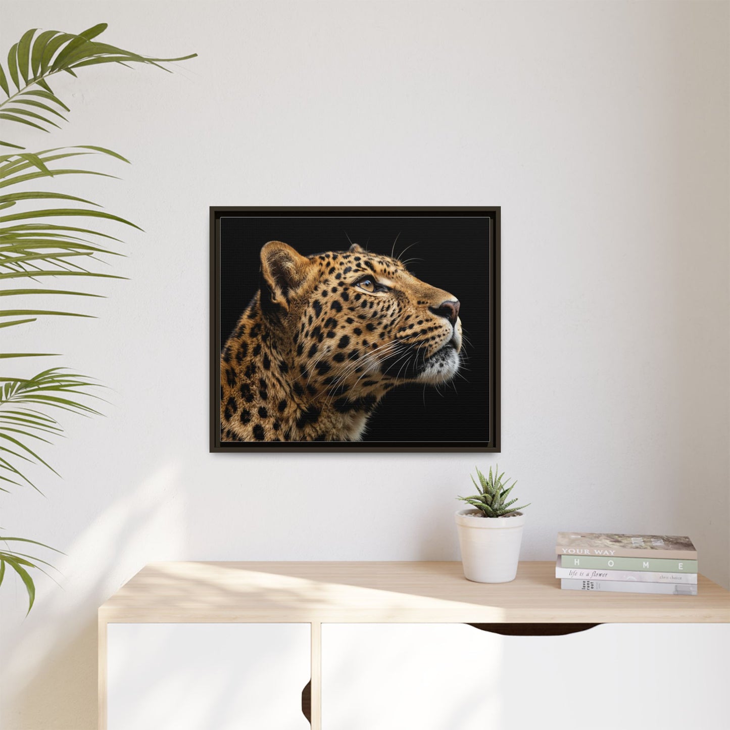 Framed Canvas Print — Leopard In Colour