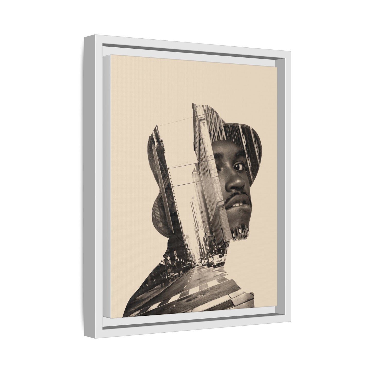 Framed Canvas Print — Young Man With Cap