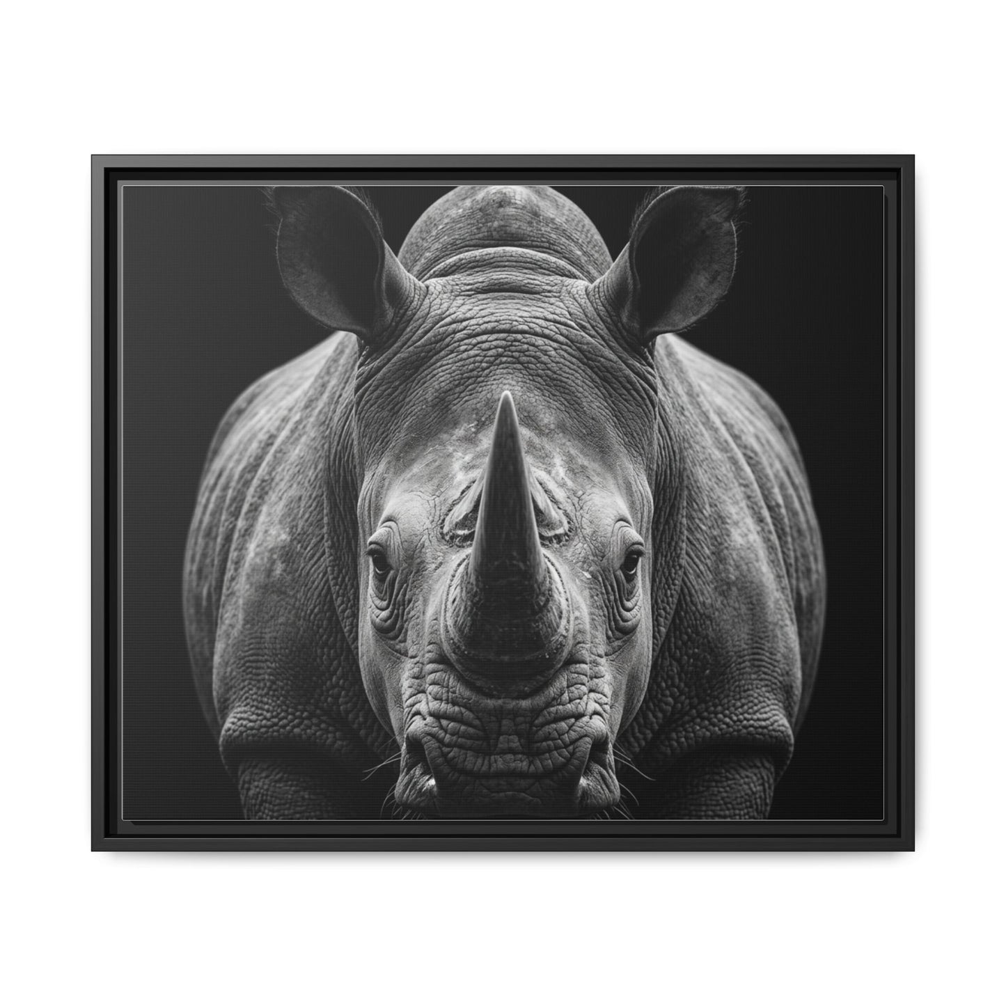 Framed Canvas Print — Rhinoceros In Black