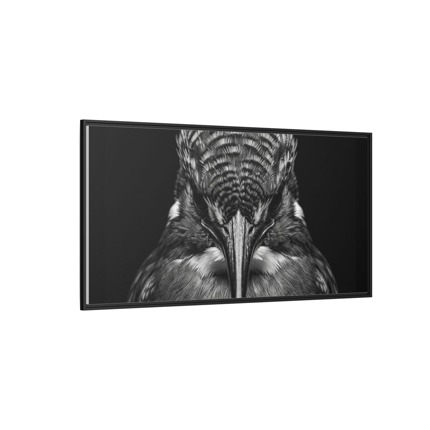 Framed Canvas Print — Malachite Kingfisher In Black