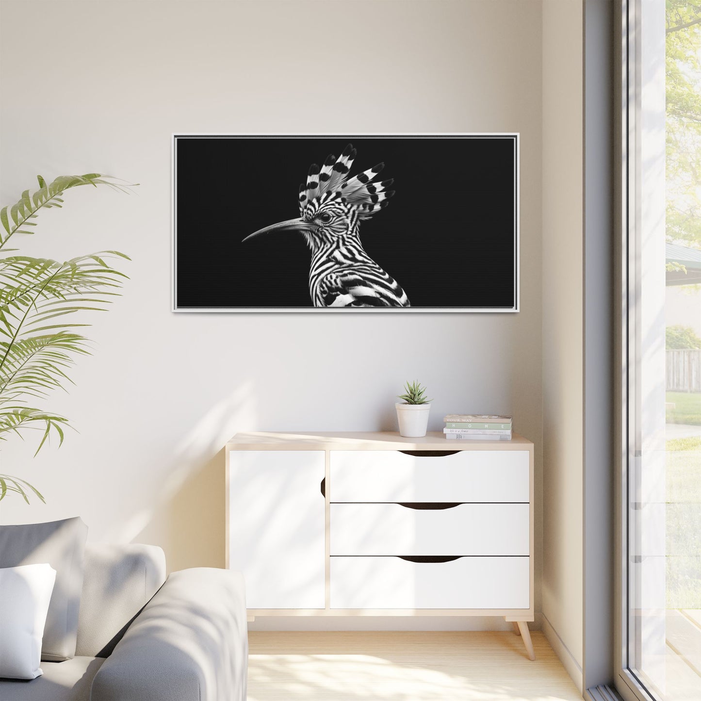Framed Canvas Print — Afrikan Hoopoe In Black