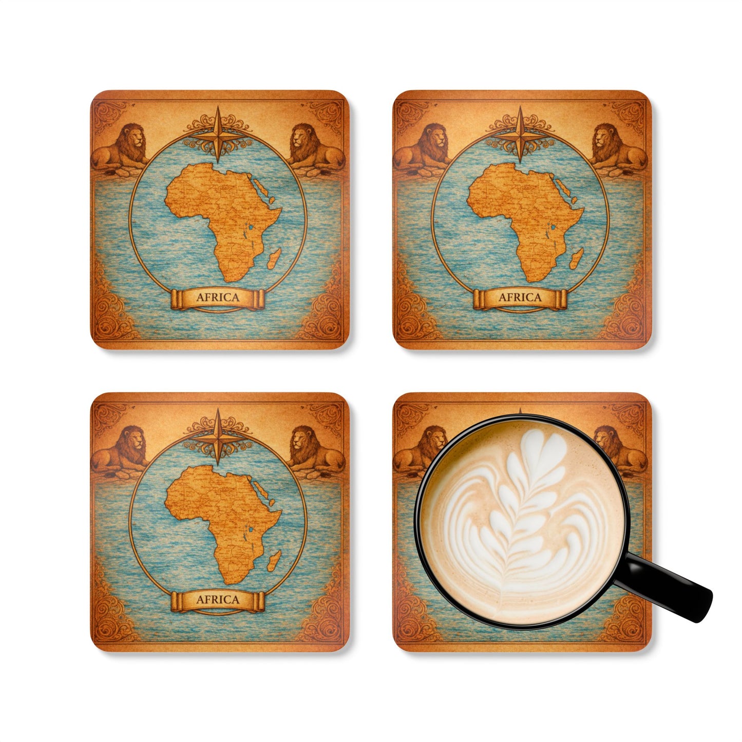Coaster Set — Cartography Afrika - Lion