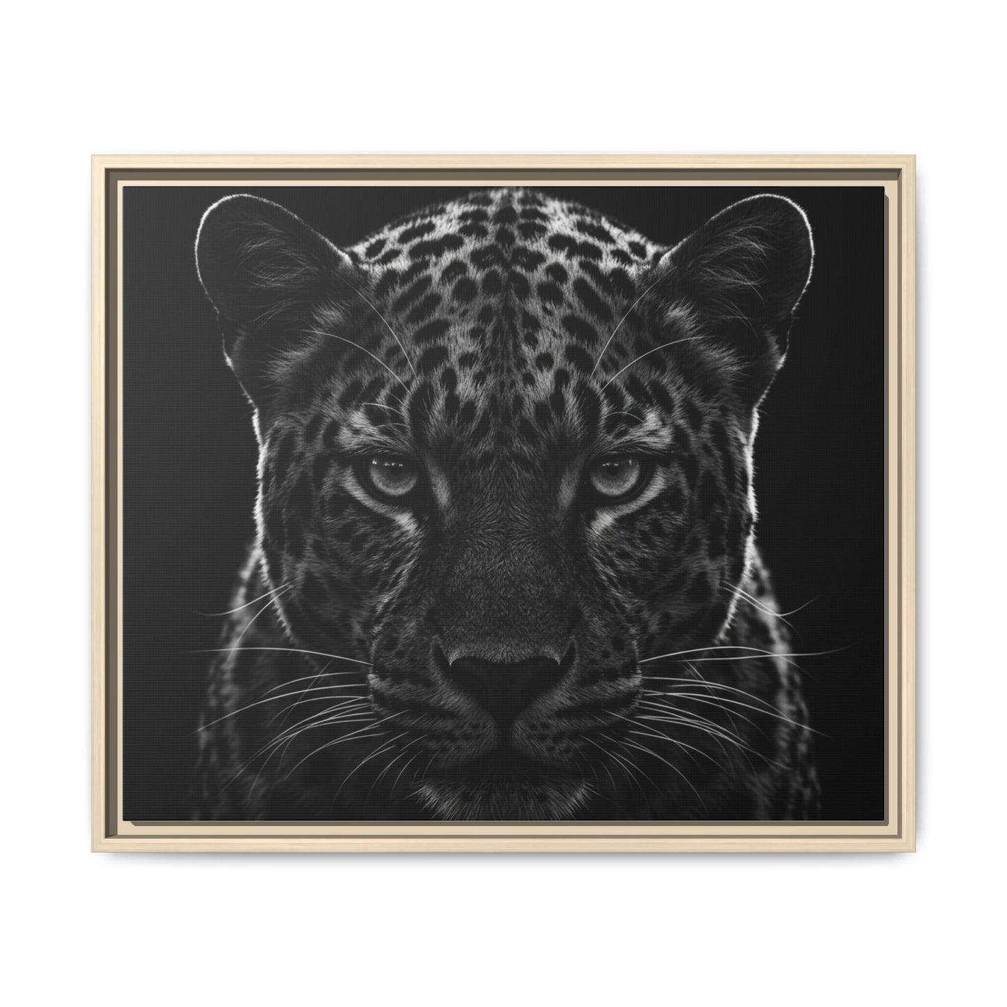 Framed Canvas Print — Leopard In Black