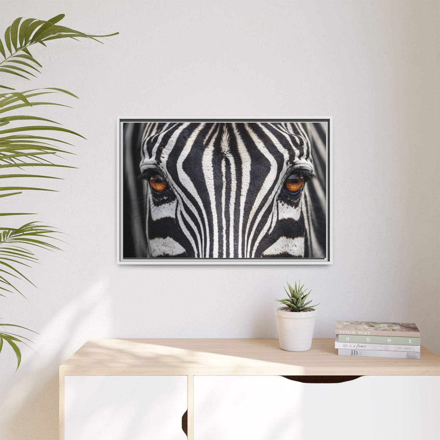 Framed Canvas Print — Zebra Gaze