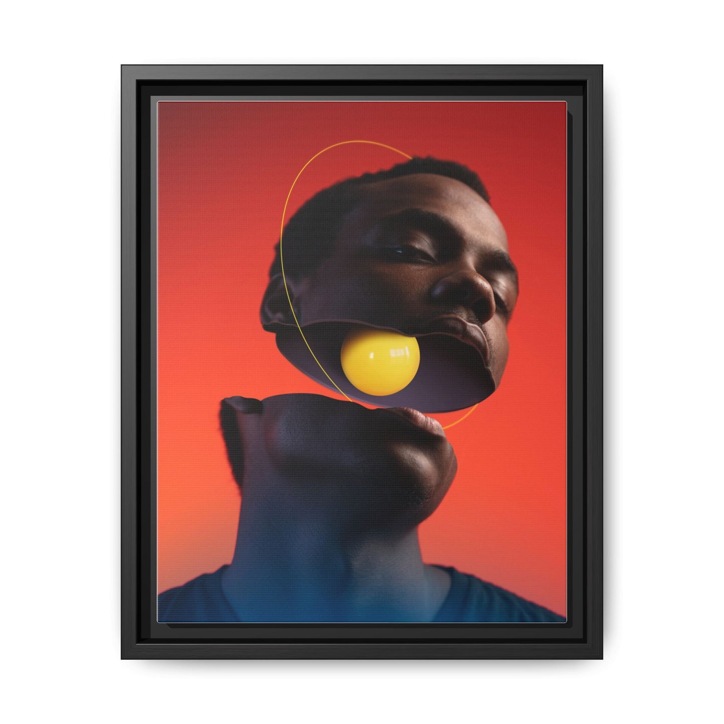 Framed Canvas Print — Floating Face With Yellow Orb