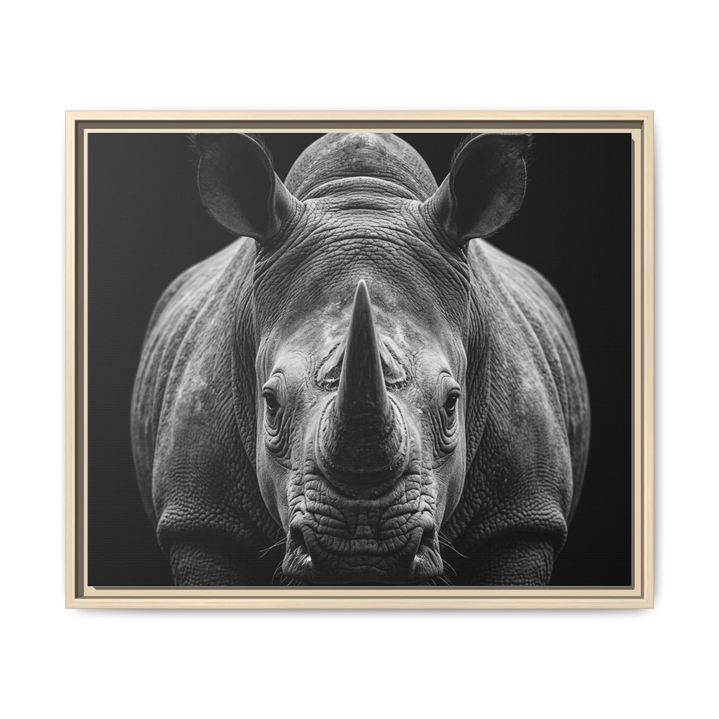 Framed Canvas Print — Rhinoceros In Black