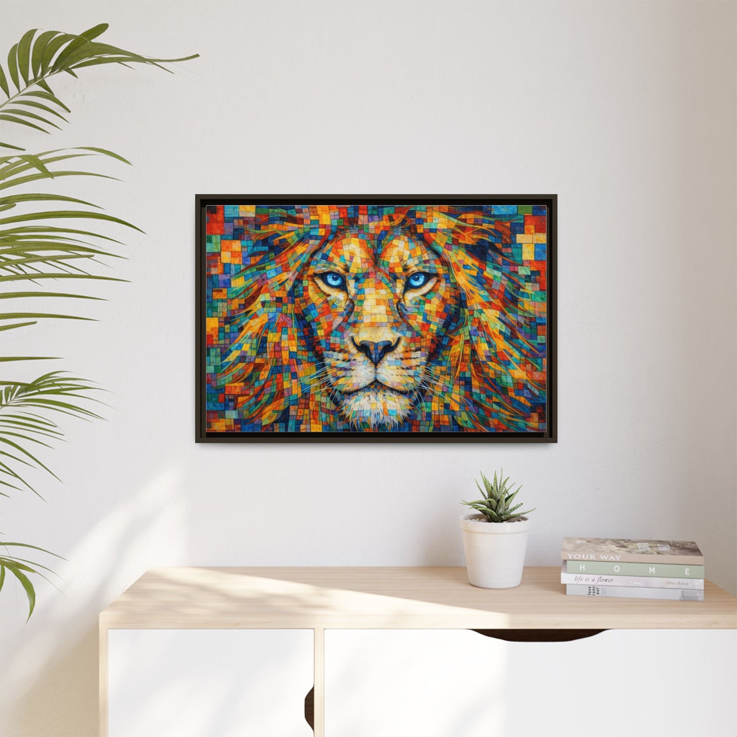 Framed Canvas Print — Lion's Gaze