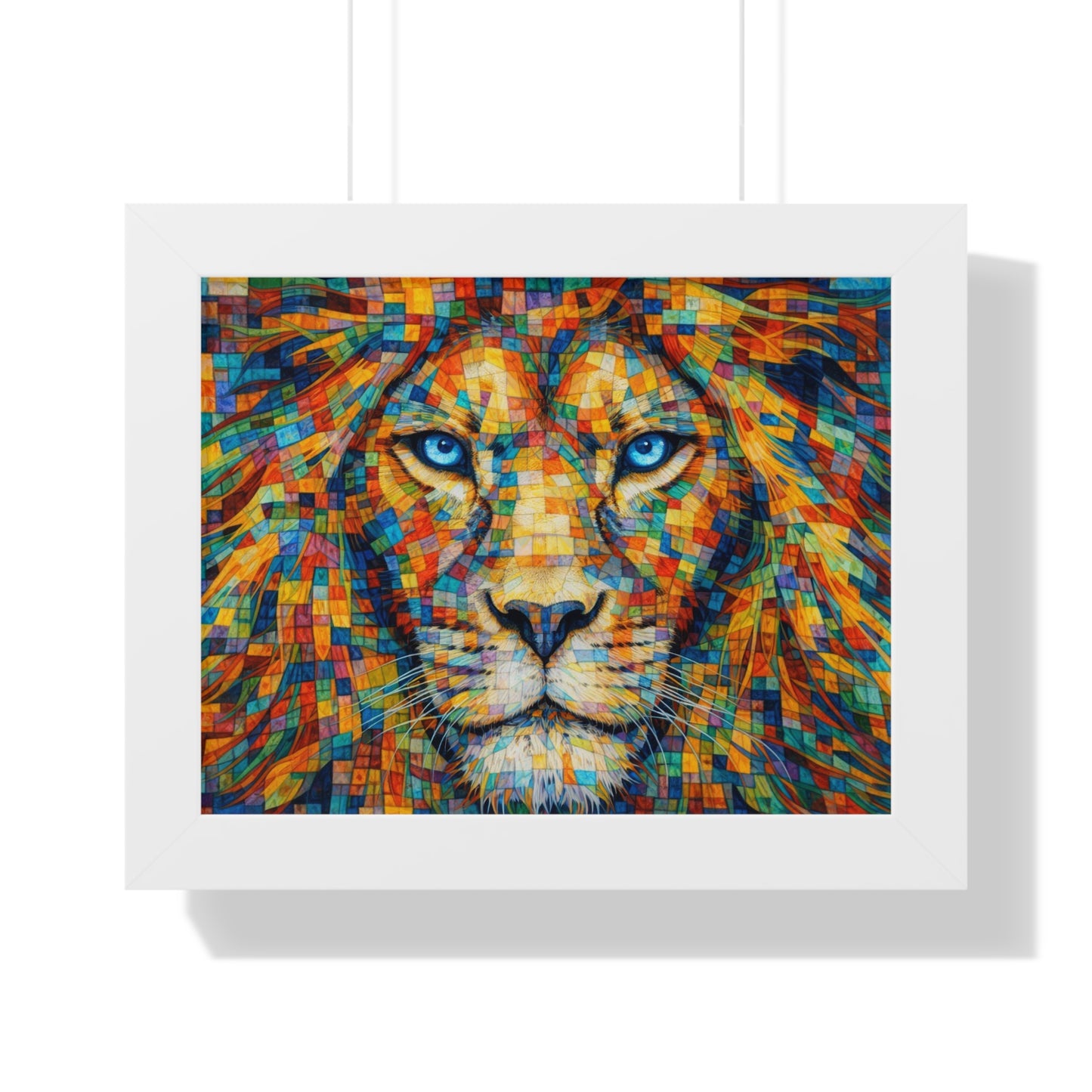Framed Art Print – Lion Cubism