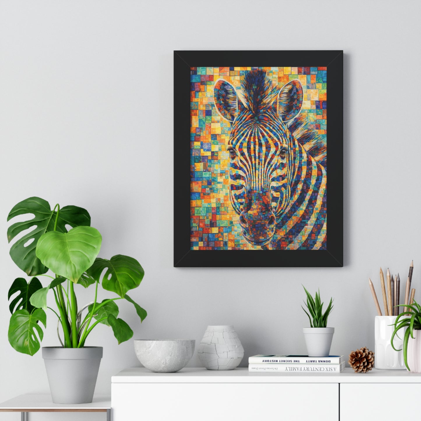 Framed Print — Zebra Cubism