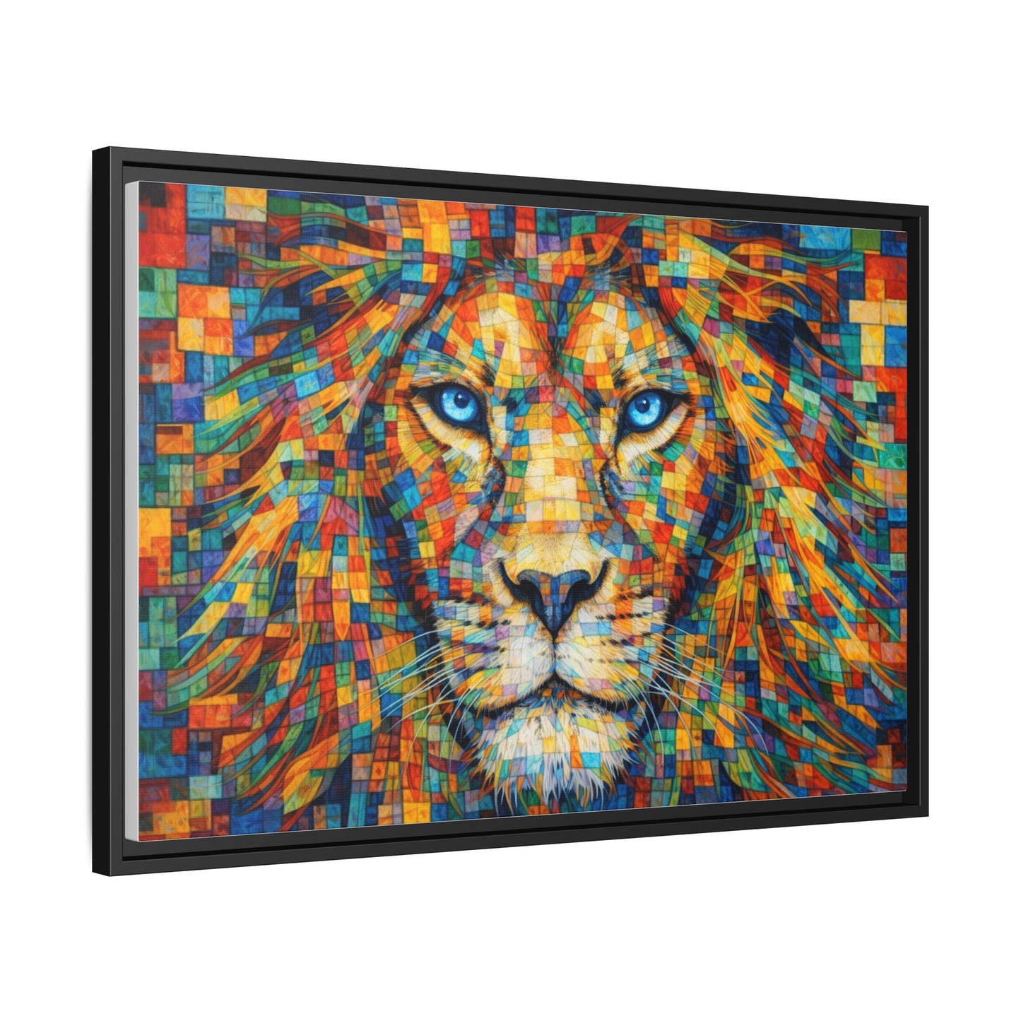 Framed Canvas Print — Lion's Gaze