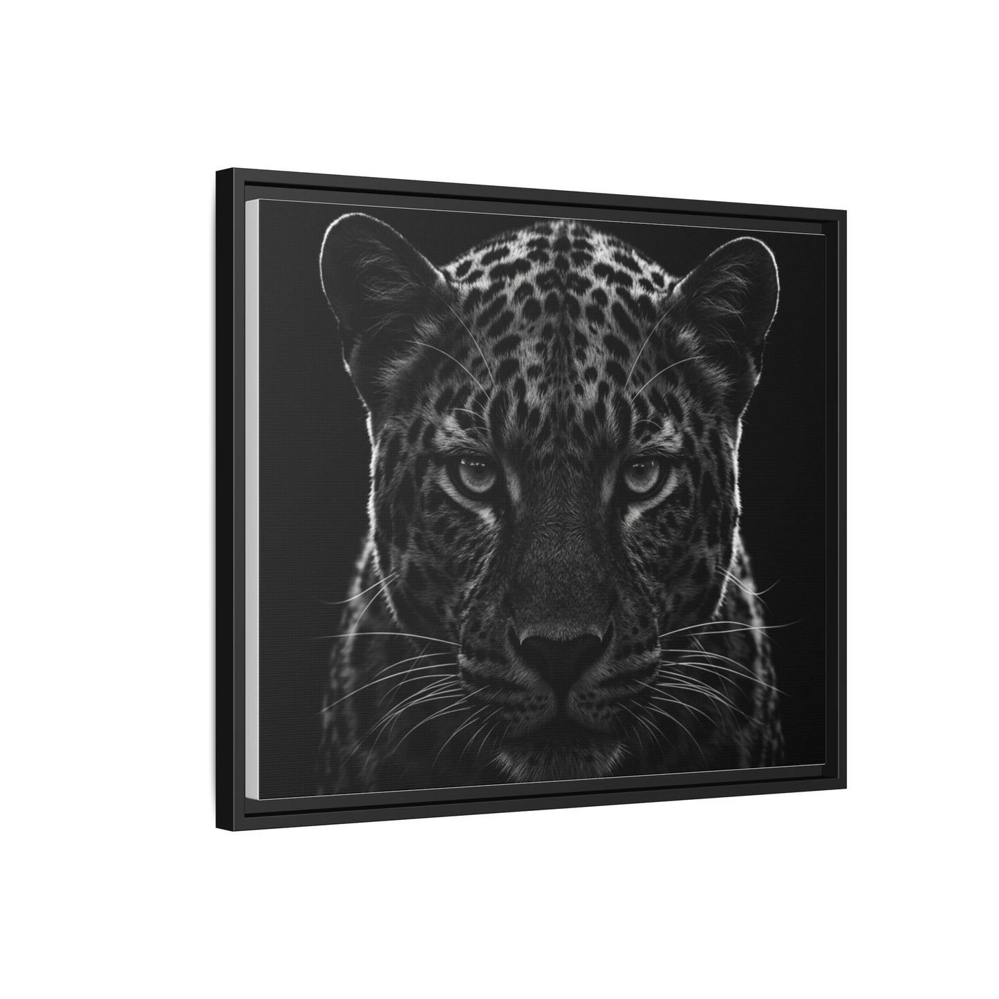 Framed Canvas Print — Leopard In Black