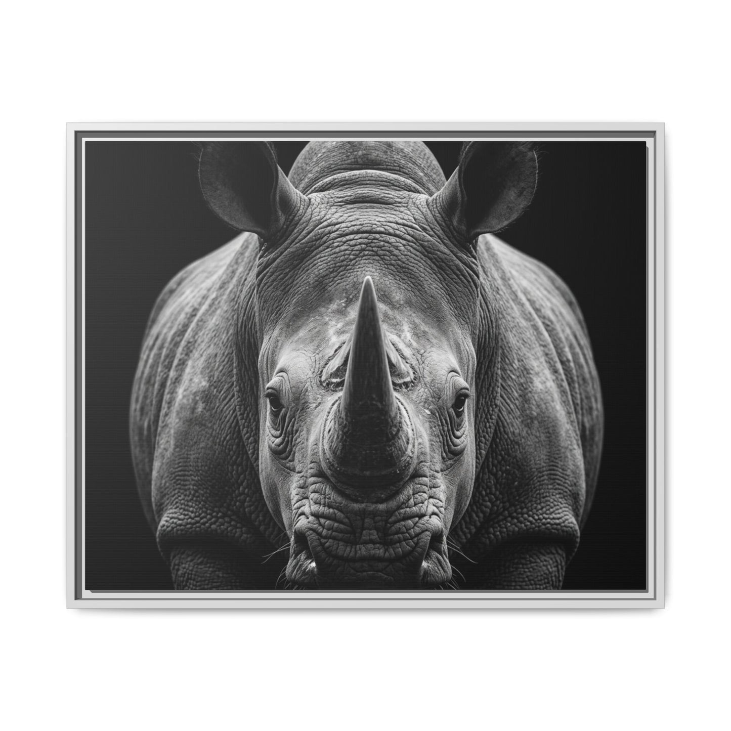 Framed Canvas Print — Rhinoceros In Black