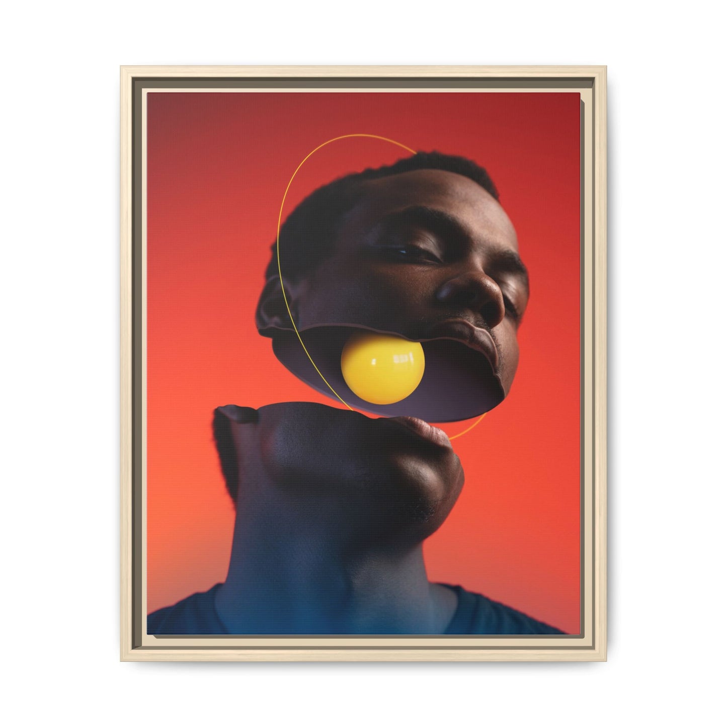 Framed Canvas Print — Floating Face With Yellow Orb