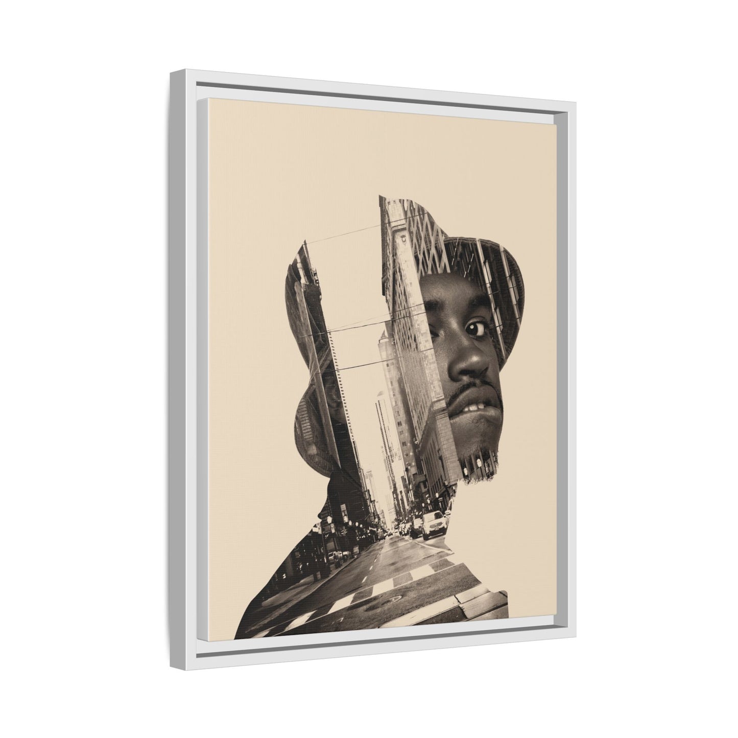 Framed Canvas Print — Young Man With Cap