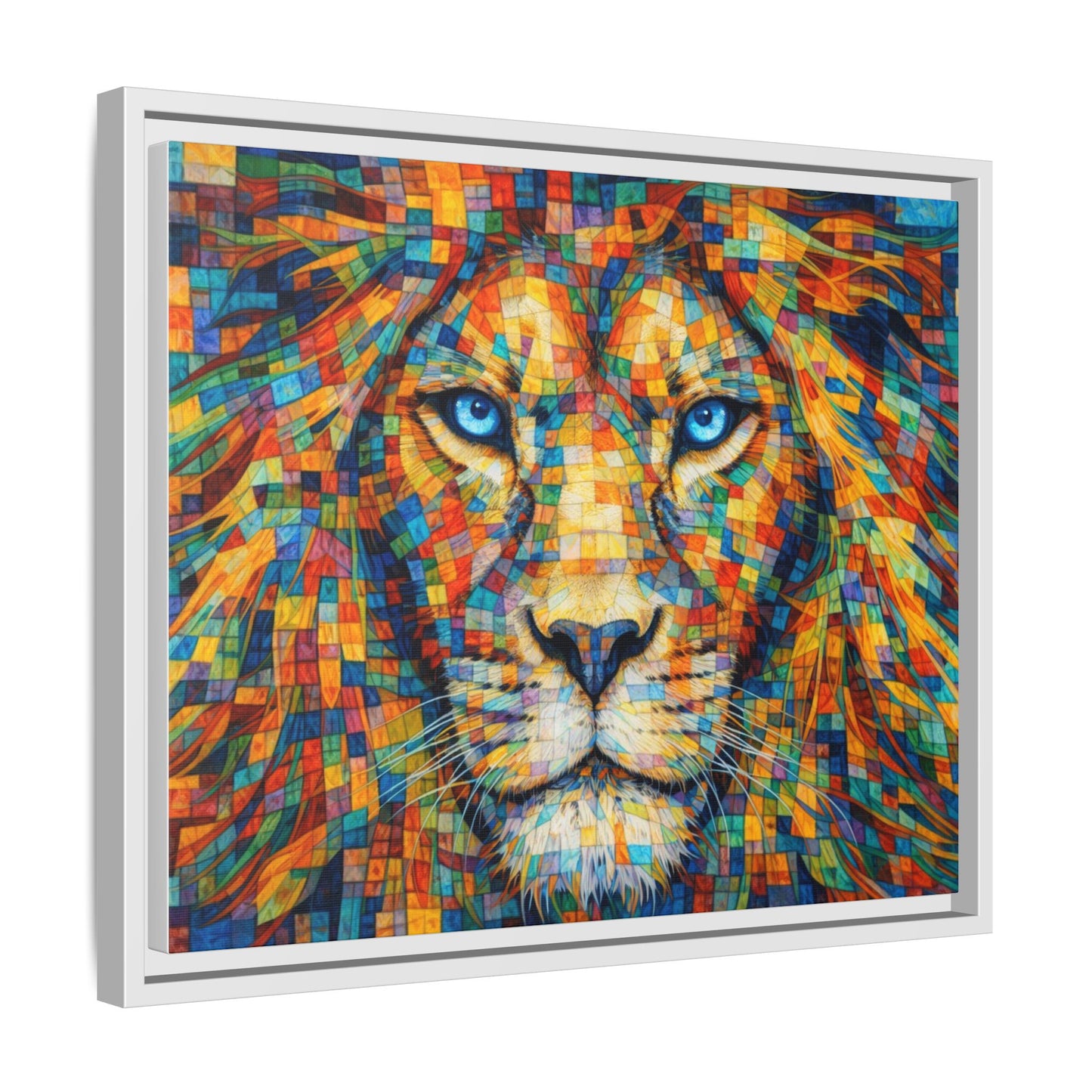 Framed Canvas Print — Lion's Gaze