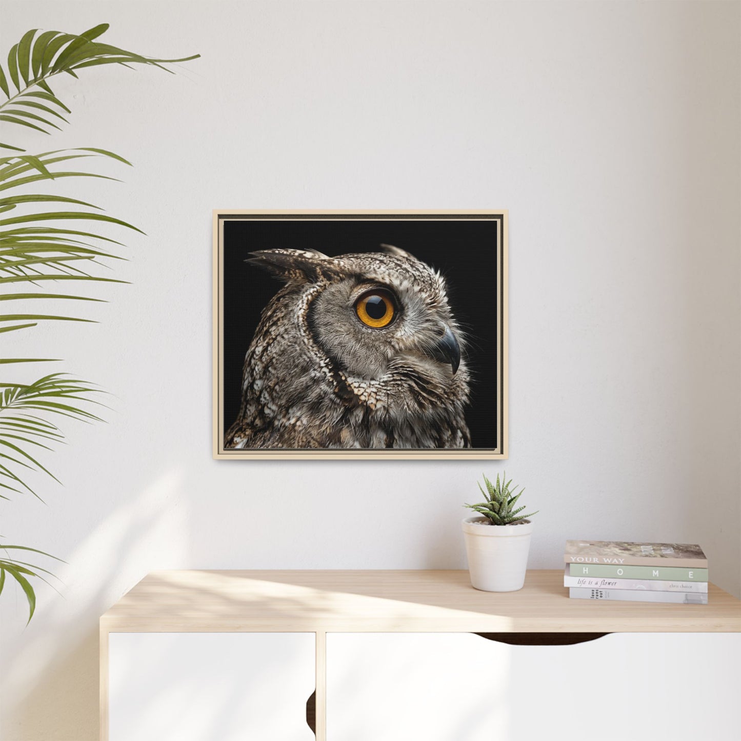 Framed Canvas Print — Scops Owl In Colour