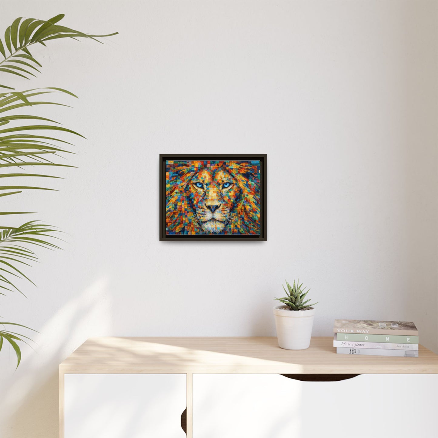 Framed Canvas Print — Lion's Gaze
