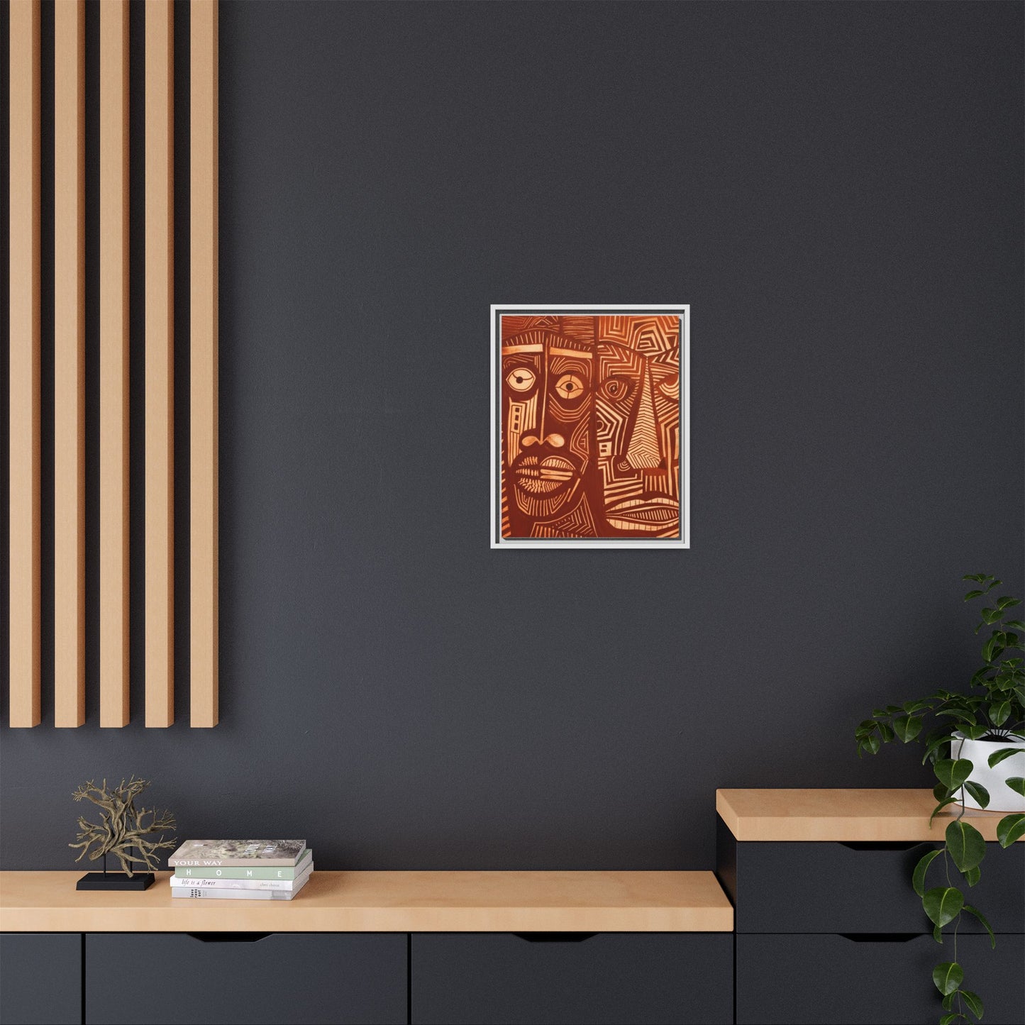 Framed Canvas Print — Abstract Faces No. 4