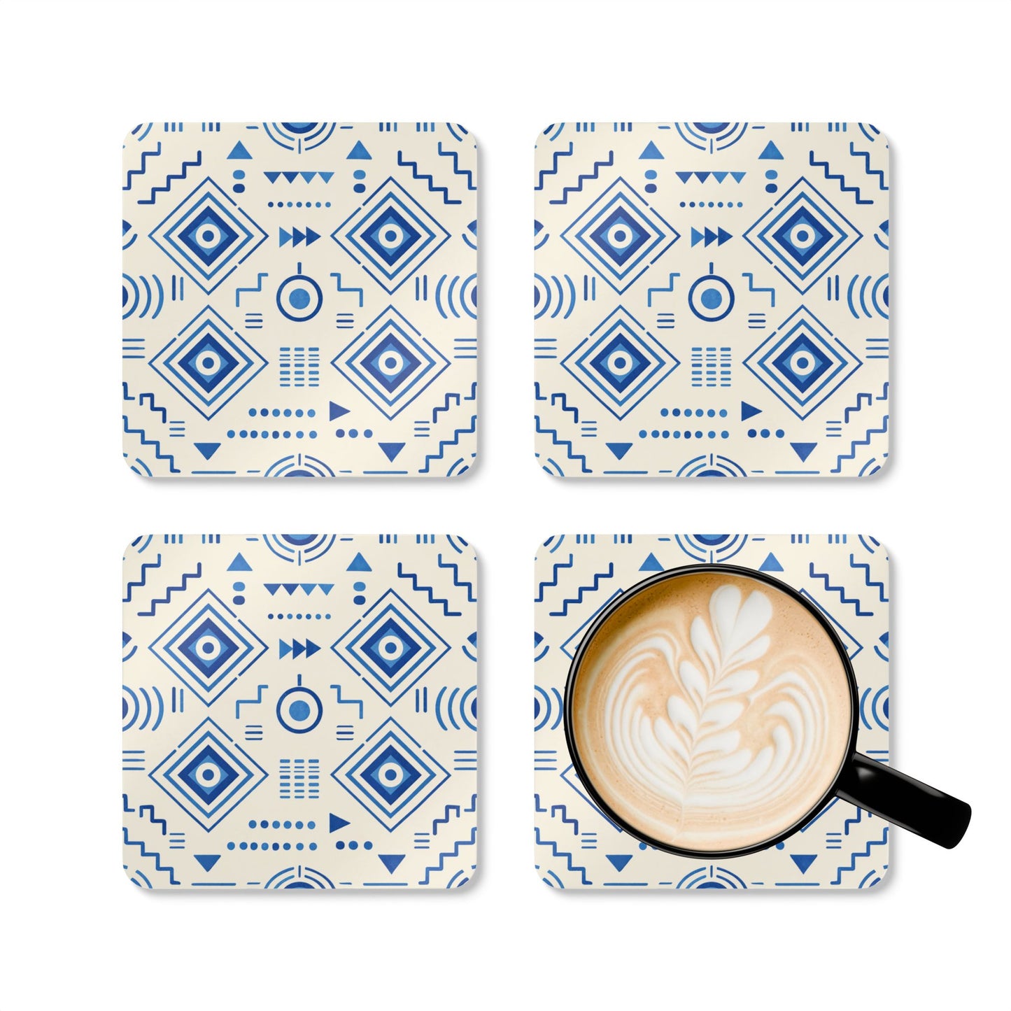 Coaster Set — Afro Modern Blue