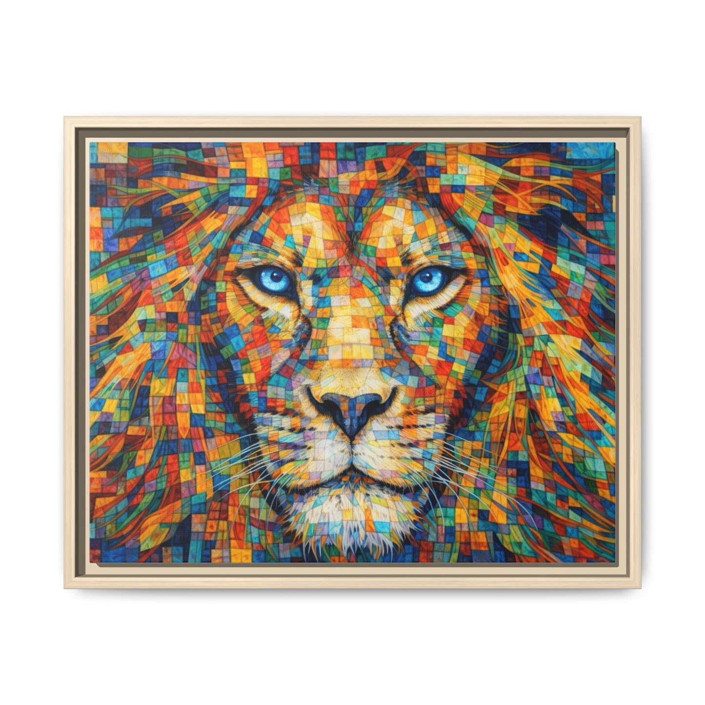 Framed Canvas Print — Lion's Gaze