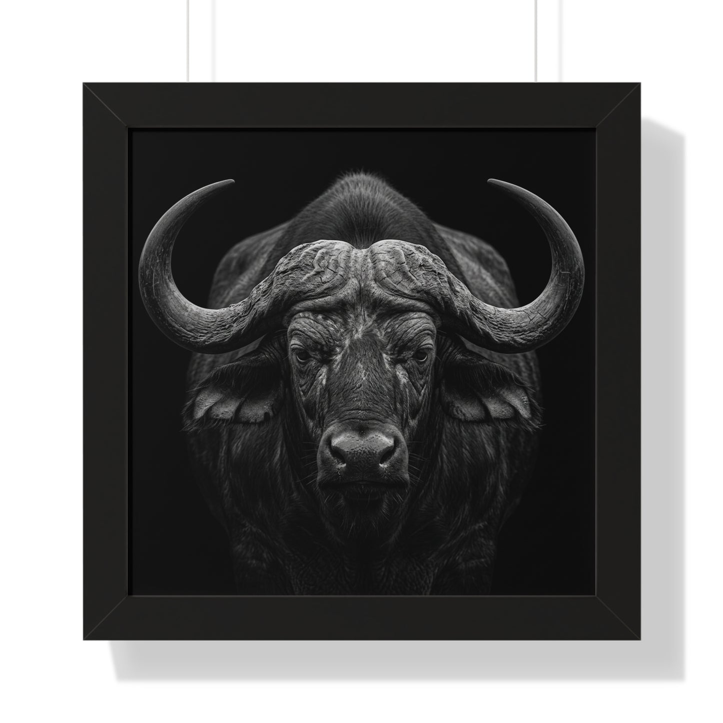 Framed Art Print – Cape Buffalo In Black