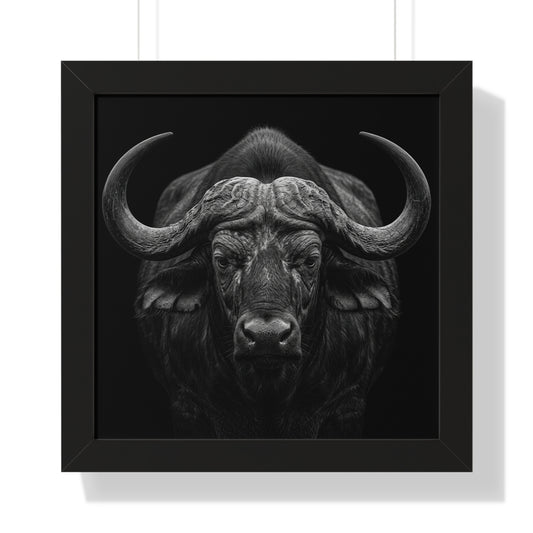 Framed Art Print – Cape Buffalo In Black