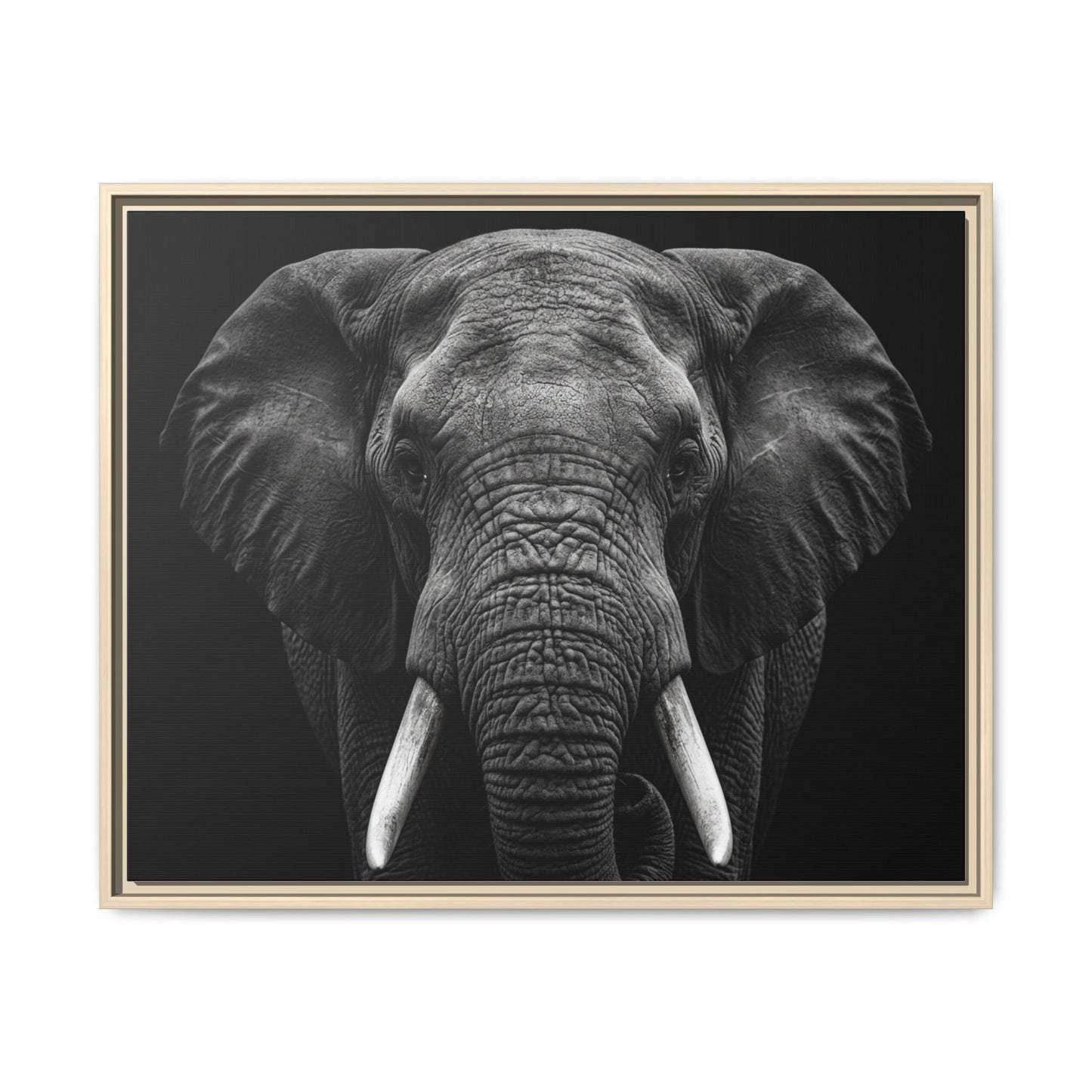 Framed Canvas Print — Elephant In Black