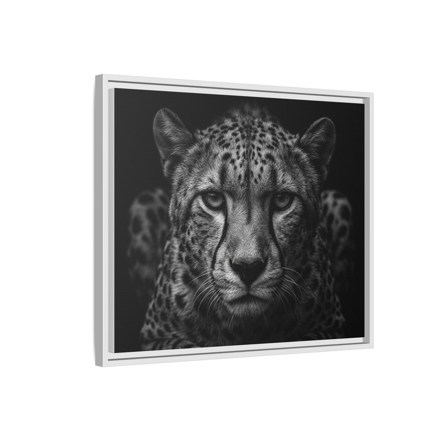 Framed Canvas Print — Cheetah In Black