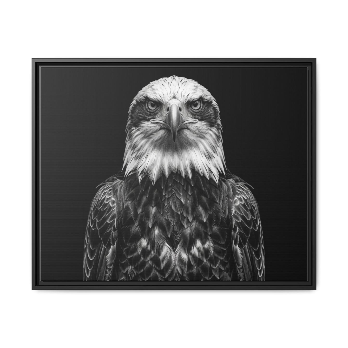 Framed Canvas Print — Fish Eagle In Black