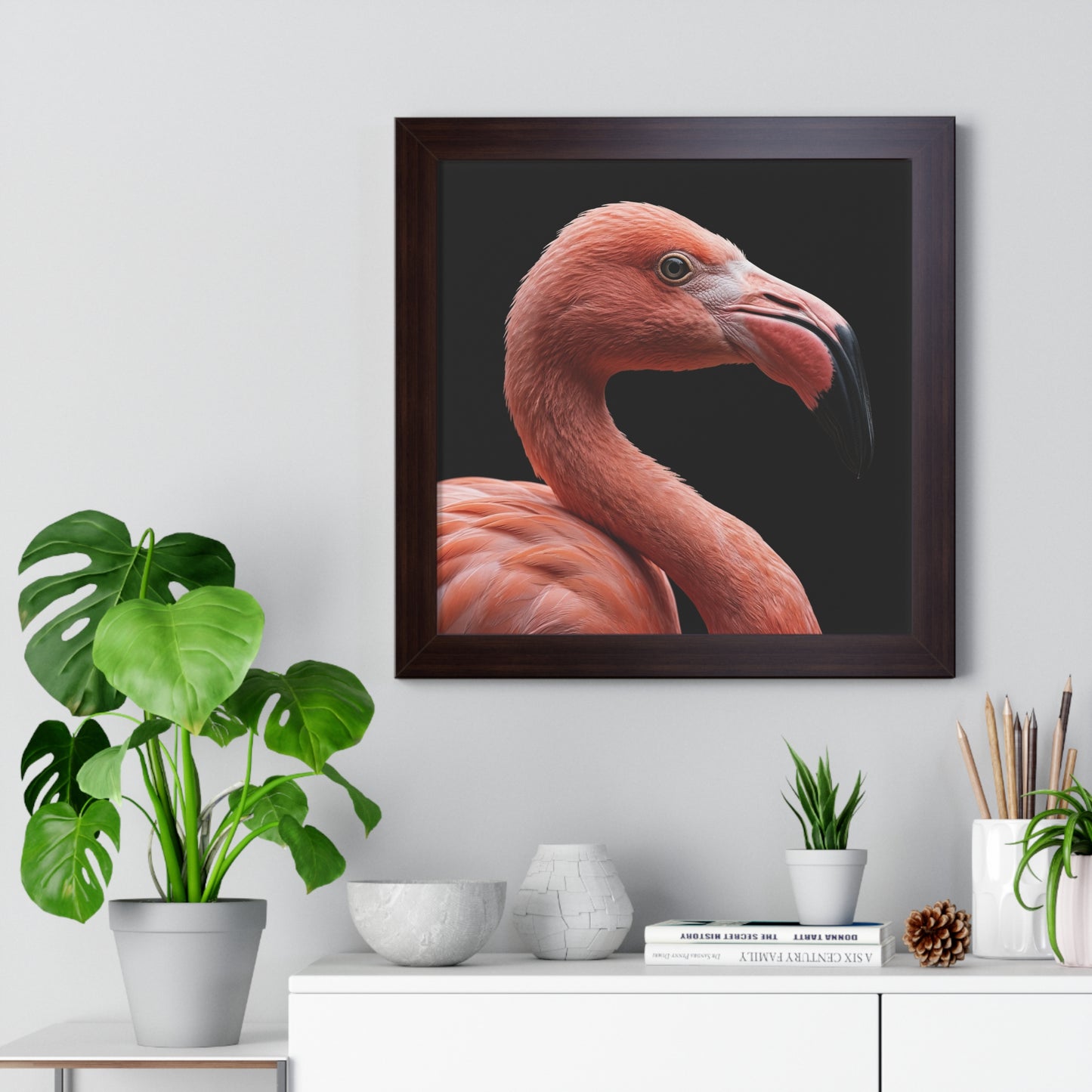 Framed Art Print – Flamingo In Colour