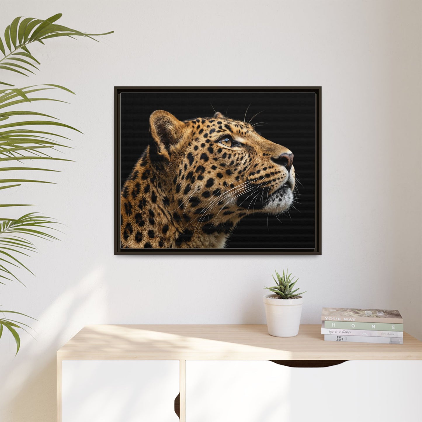 Framed Canvas Print — Leopard In Colour