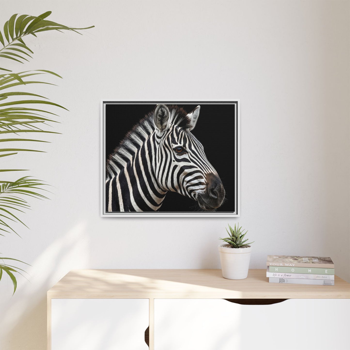 Framed Canvas Print — Zebra In Colour
