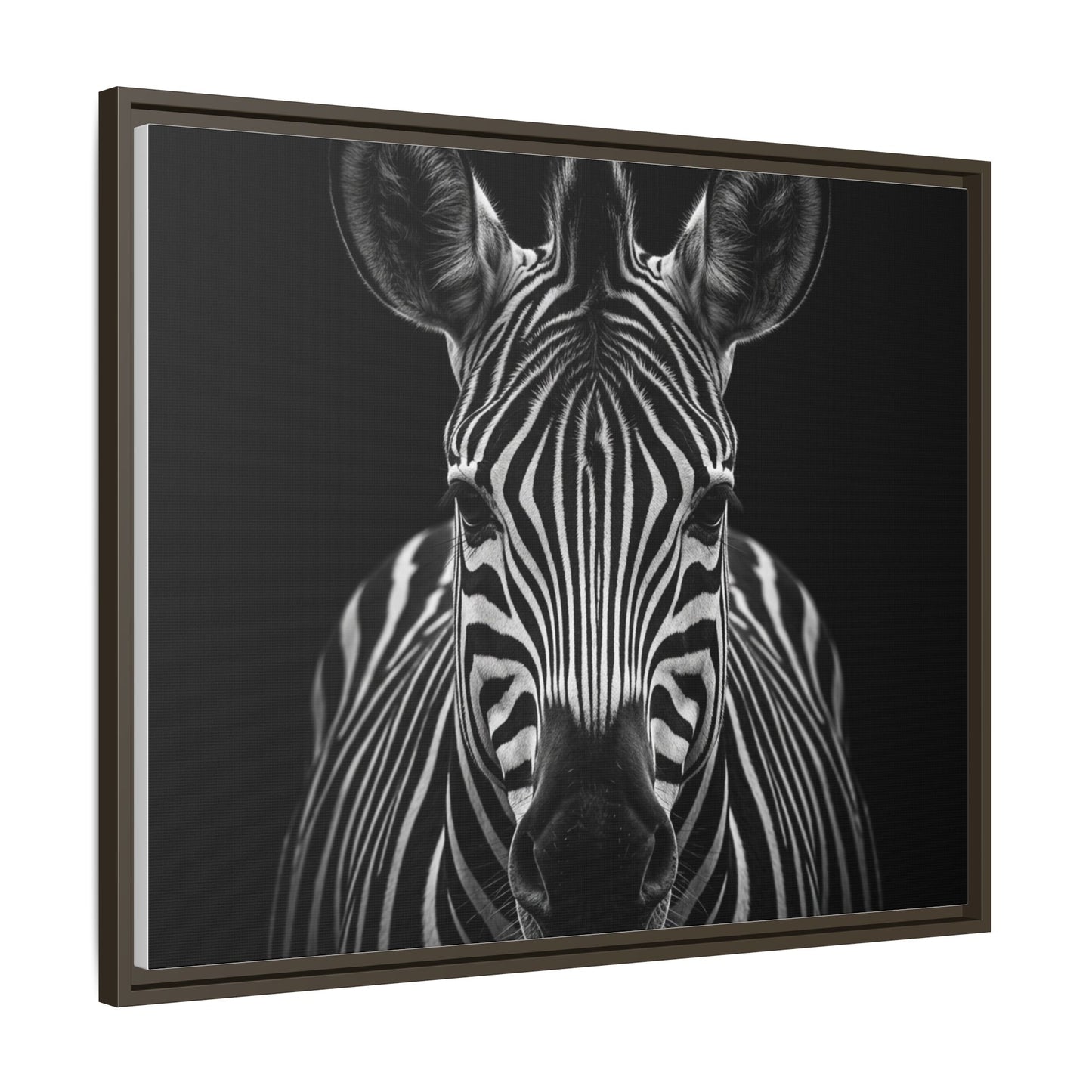 Framed Canvas Print — Zebra In Black