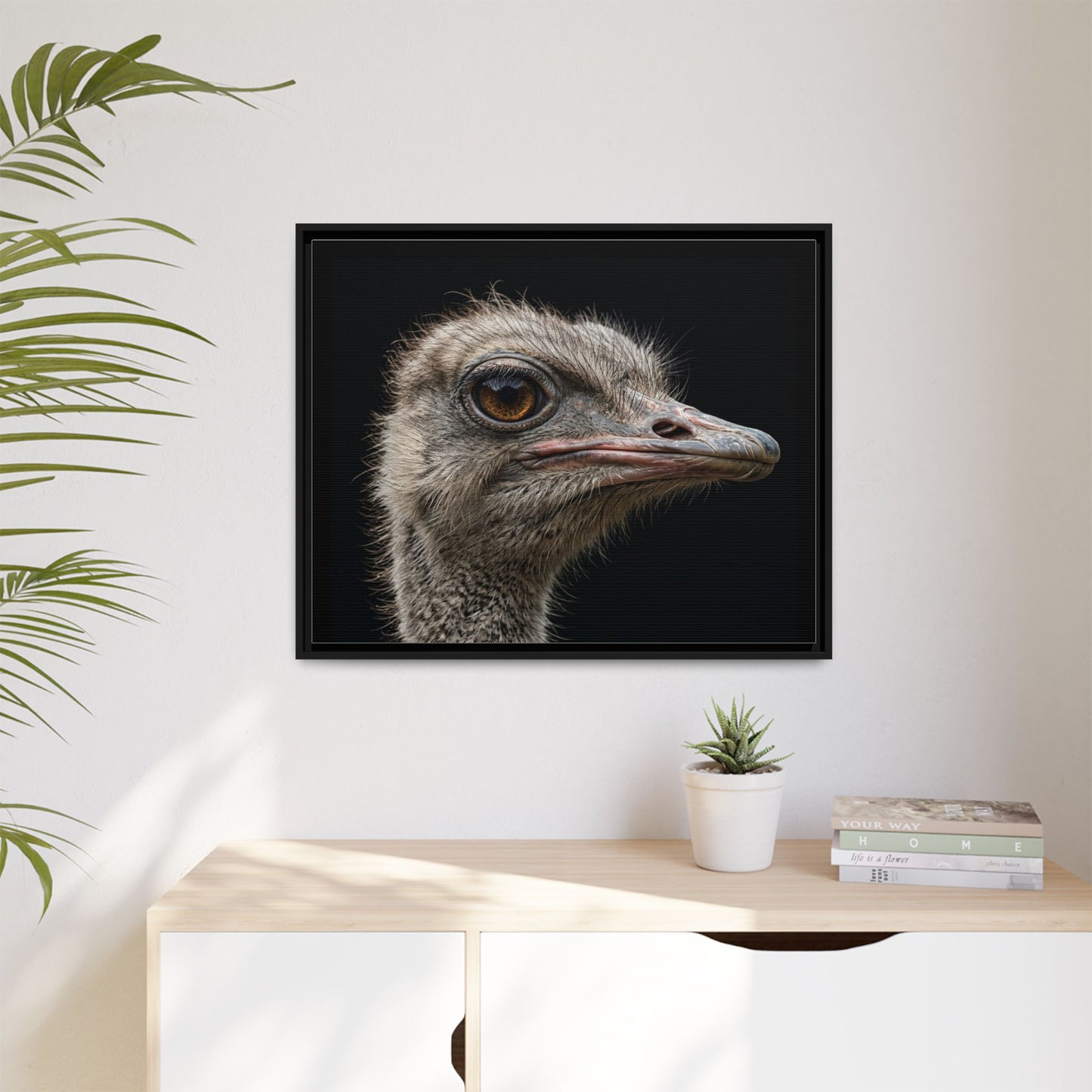 Framed Canvas Print — Ostrich In Colour