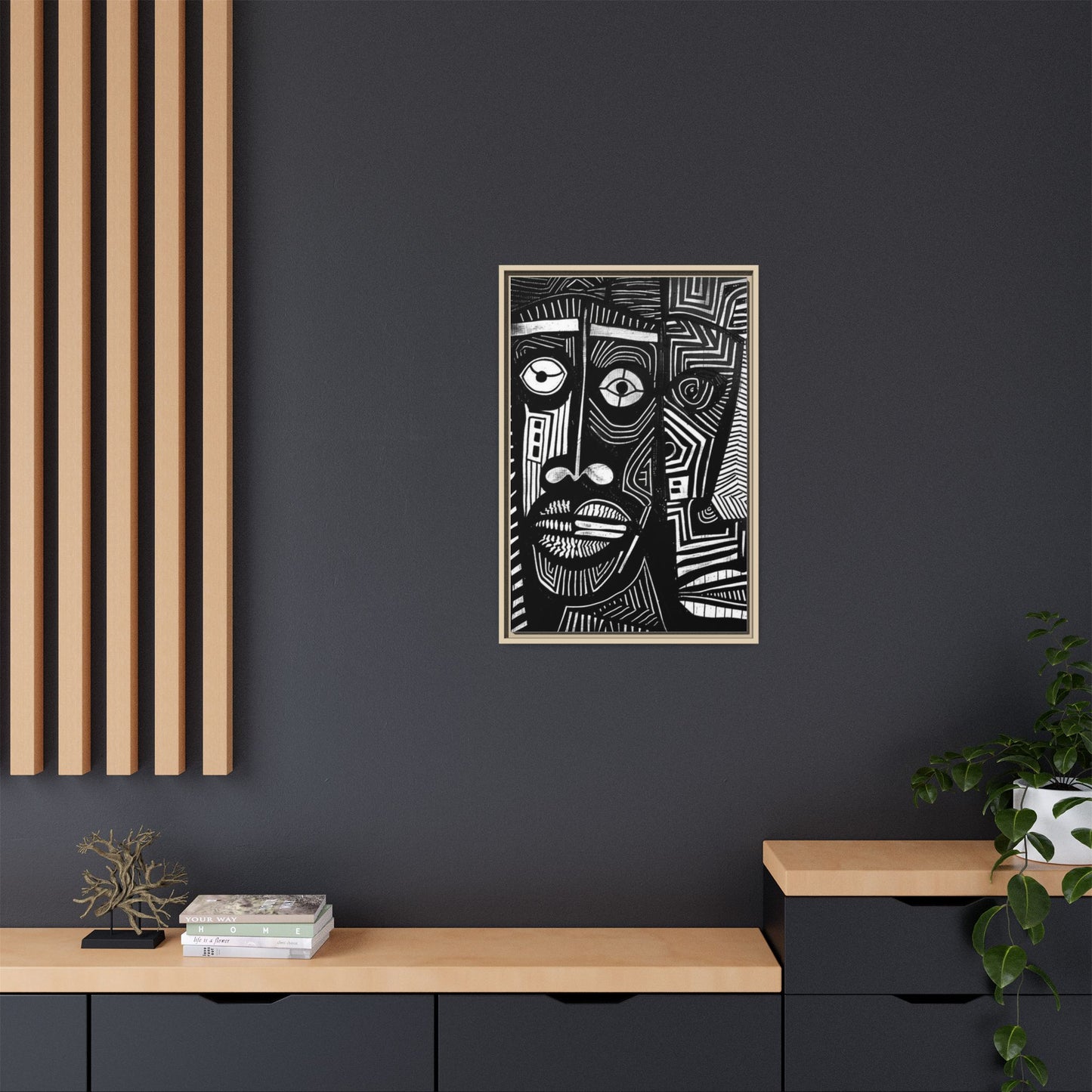Framed Canvas Print — Abstract Faces No. 2