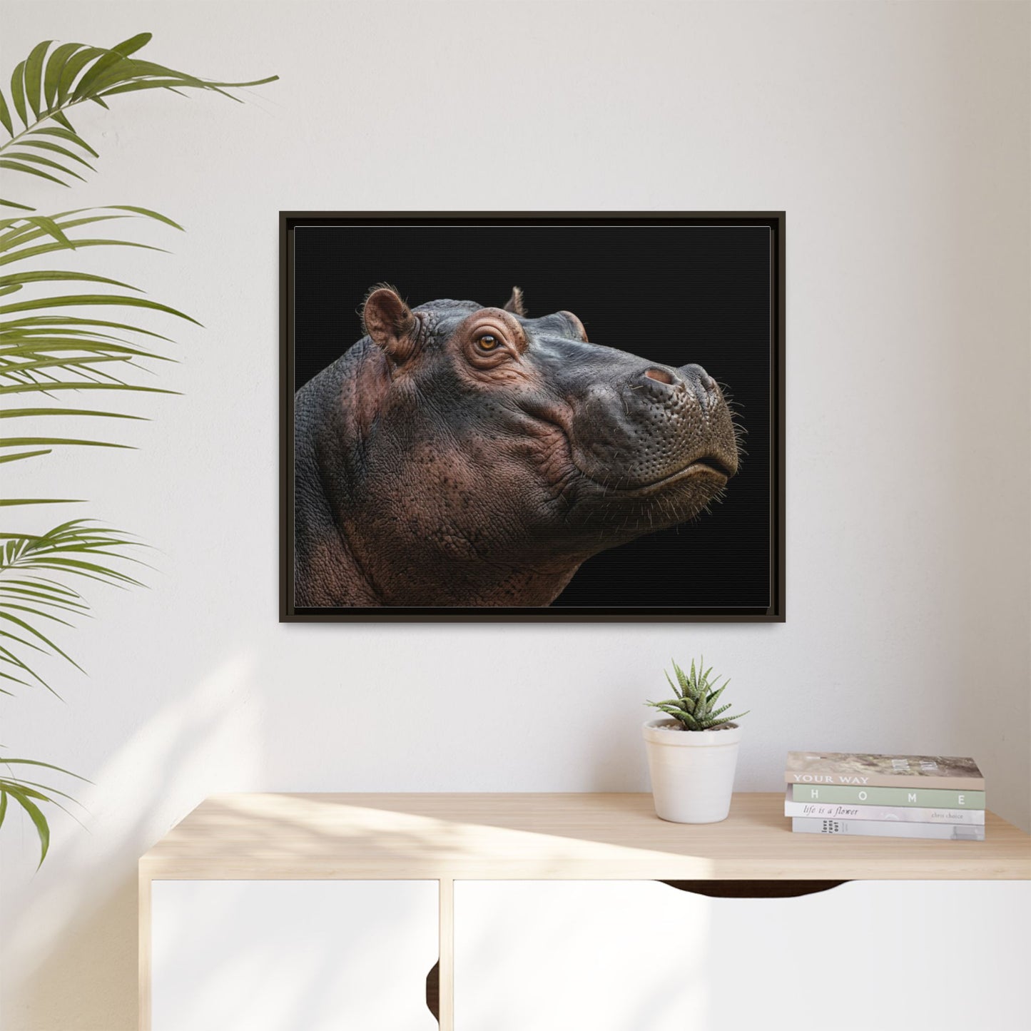 Framed Canvas Print — Hippopotamos In Colour