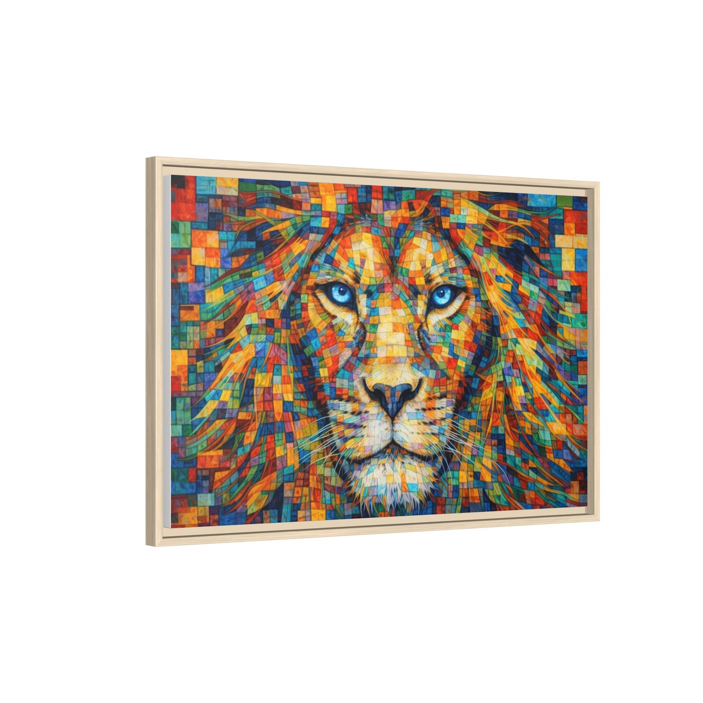 Framed Canvas Print — Lion's Gaze