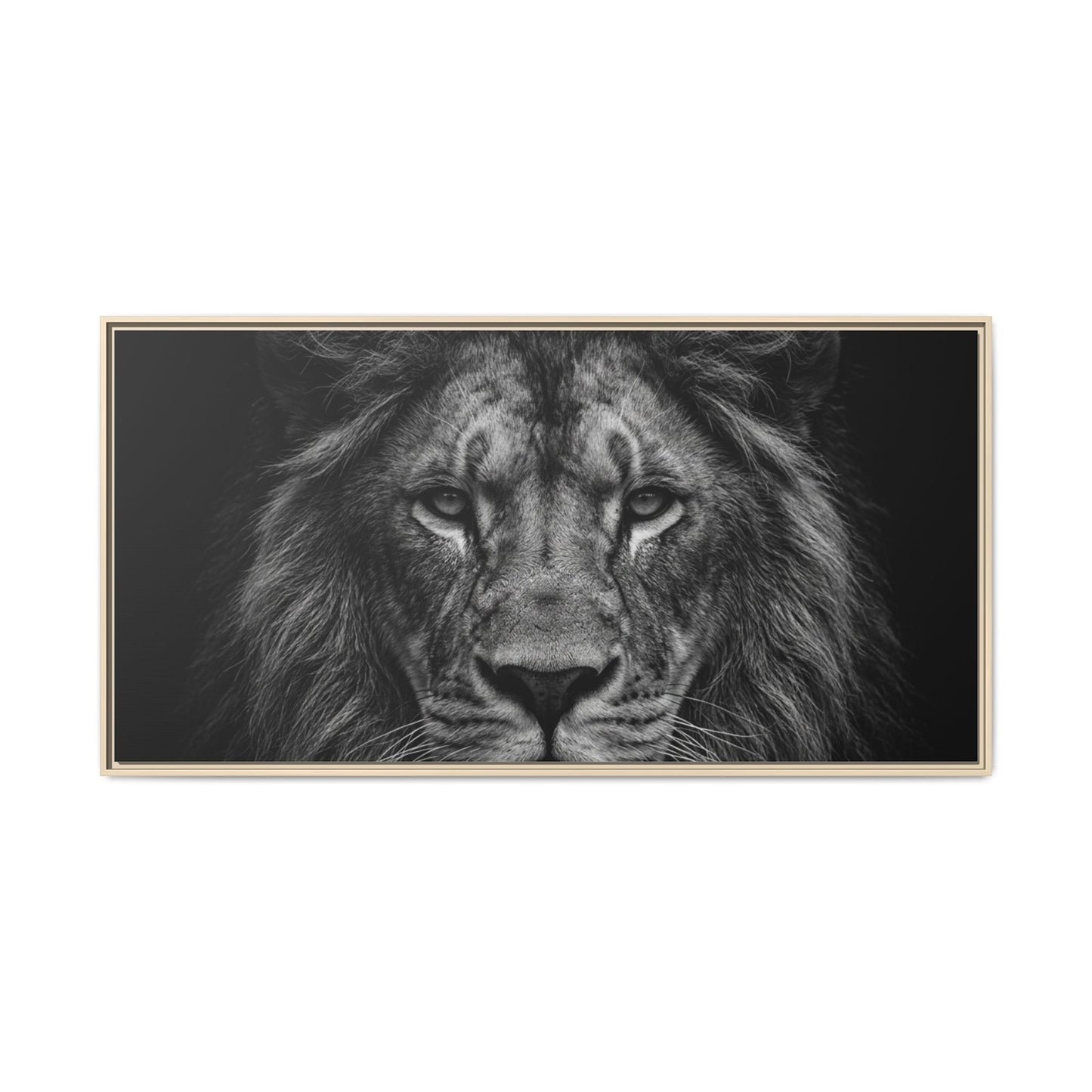Framed Canvas Print — Lion In Black