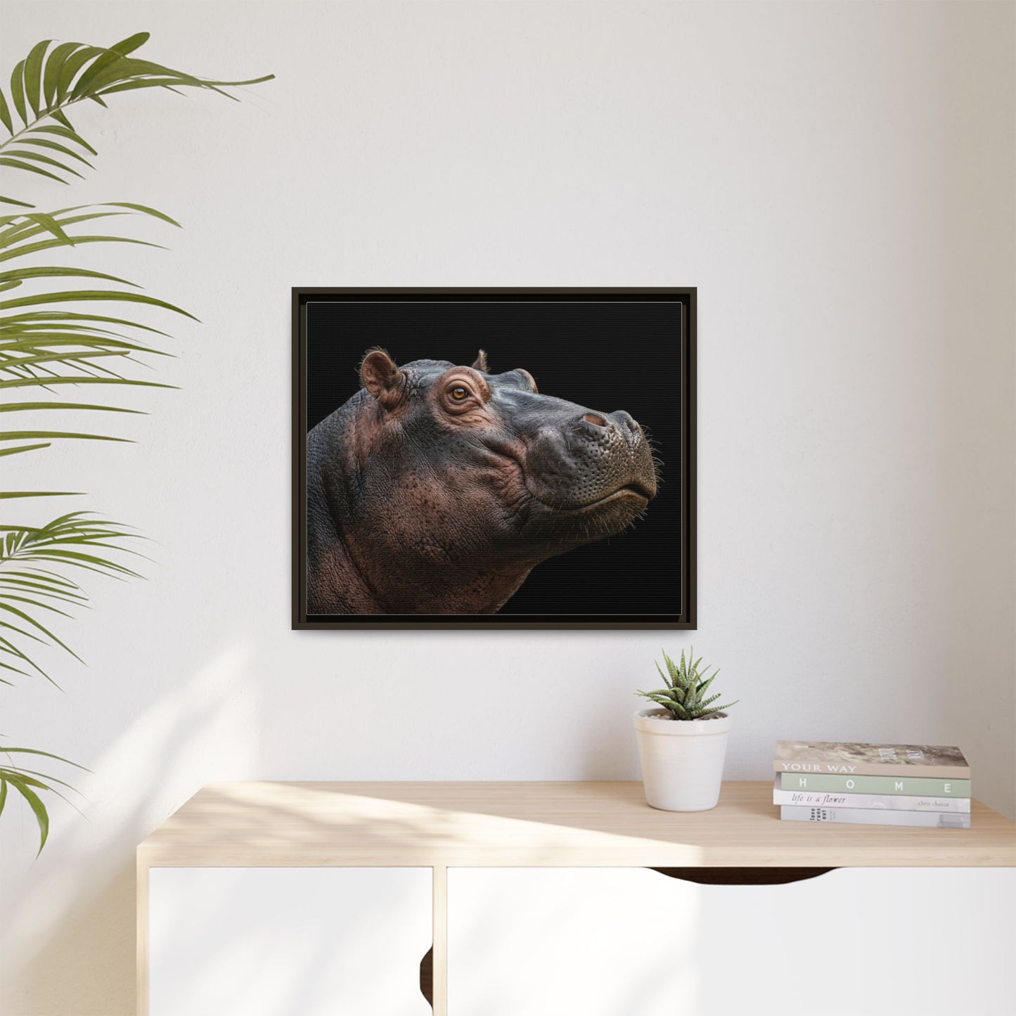 Framed Canvas Print — Hippopotamos In Colour